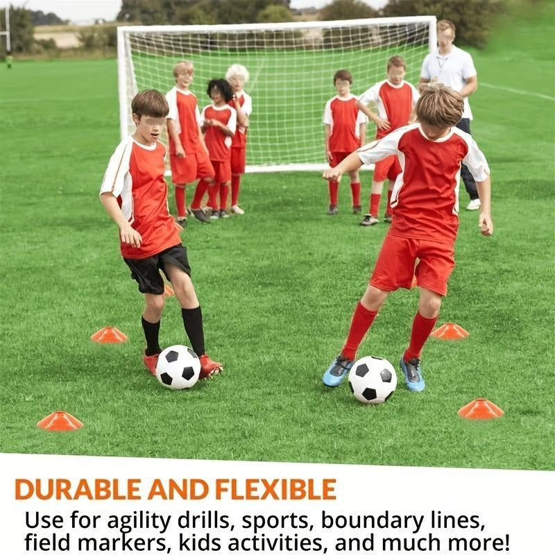 Elevate Your Game with the 15-Piece Football Training Marker Cone Set - Includes Metal Bracket and Convenient Net Bag for Easy Transport!