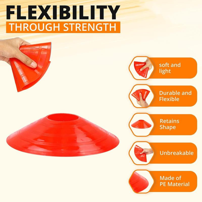 Elevate Your Game with the 15-Piece Football Training Marker Cone Set - Includes Metal Bracket and Convenient Net Bag for Easy Transport!